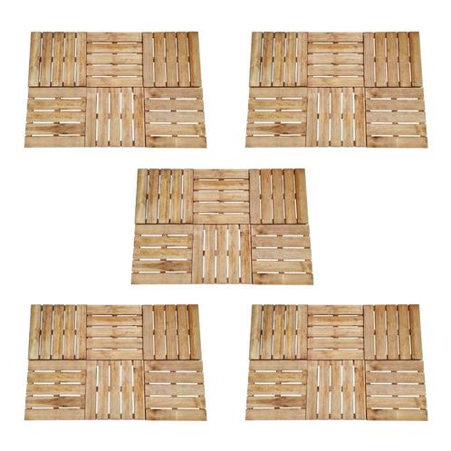 vidaXL 30 st Terrastegels 50x50 cm hout bruin, Doe-het-zelf en Bouw, Vloerdelen en Plavuizen, Nieuw, Verzenden