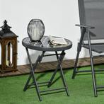 Bijzettafel - Outdoor Living - Opklapbaar &amp; Glas - Zwart, Tuin en Terras, Ophalen of Verzenden, Nieuw