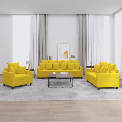 vidaXL 3-delige Loungeset met kussens fluweel geel, Huis en Inrichting, Zetels | Zetels, Nieuw, Verzenden