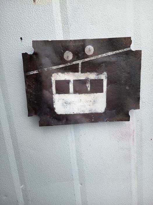 Signal téléphérique - Panneau - Acier, Antiquités & Art, Curiosités & Brocante