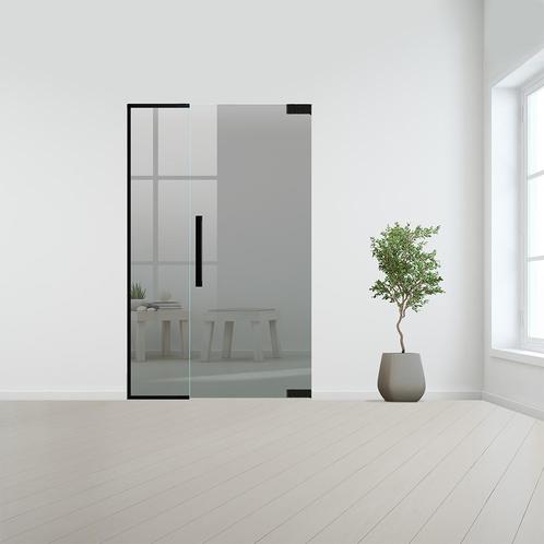 Glazen binnendeur met zijlicht zonder kozijn zwart beslag-Re, Doe-het-zelf en Bouw, Glas en Ramen, Nieuw, Verzenden