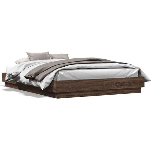 vidaXL Bedframe bewerkt hout bruin eikenkleur 140x200 cm, Maison & Meubles, Chambre à coucher | Lits, Envoi