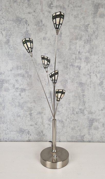 SMC - Buffet tafellamp - Glas in lood, metalen voet. - SMC, Antiek en Kunst, Curiosa en Brocante