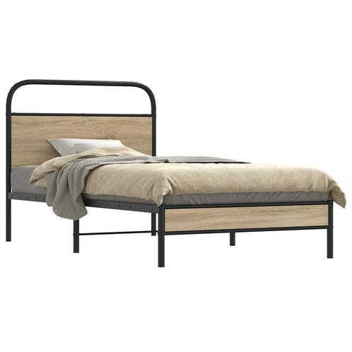 vidaXL Bedframe zonder matras bewerkt hout gerookt eiken, Huis en Inrichting, Slaapkamer | Bedden, Nieuw, Verzenden