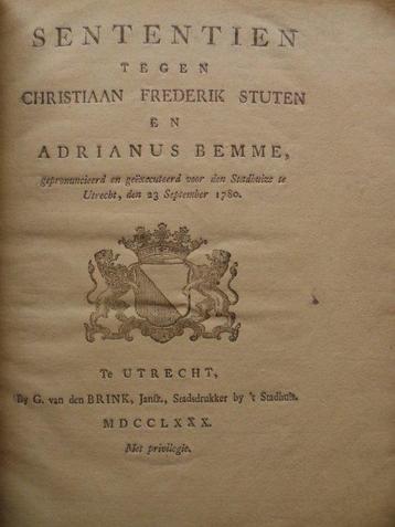 ( .... ) - Sententien tegen Christiaan Frederik Stuten en