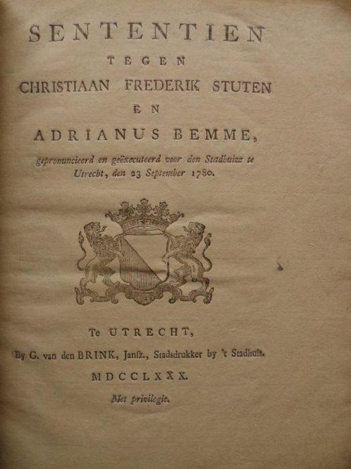 ( .... ) - Sententien tegen Christiaan Frederik Stuten en, Antiek en Kunst, Antiek | Boeken en Manuscripten