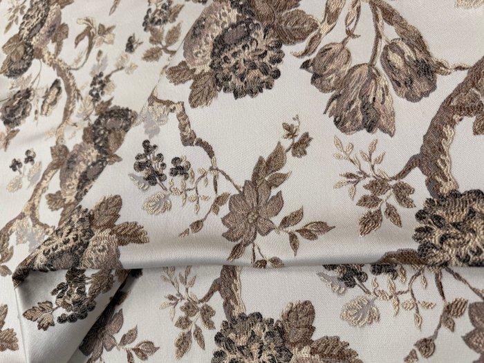 Stille elegantie: neutrale zijden lampasso met geweven, Antiek en Kunst, Antiek | Tapijten, Tafelkleden en Textiel