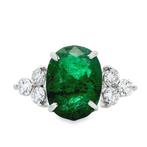 Zonder Minimumprijs - Ring Platina - 5.24ct. tw. Smaragd -, Handtassen en Accessoires, Ringen, Nieuw