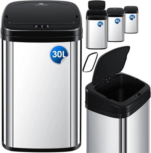 Prullenbak met sensor - afvalemmer - 30 liter - grijs/zwart, Huis en Inrichting, Woonaccessoires | Prullenbakken, Verzenden