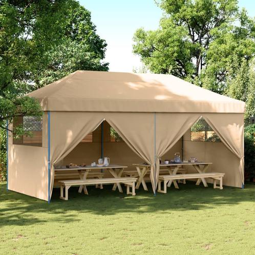 vidaXL Partytent inklapbaar pop-up met 4 zijwanden beige, Jardin & Terrasse, Tonnelles, Envoi