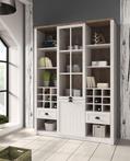 Buffetkast - Wit - Eiken - 140x43x198 - Vitrinekast dressoir