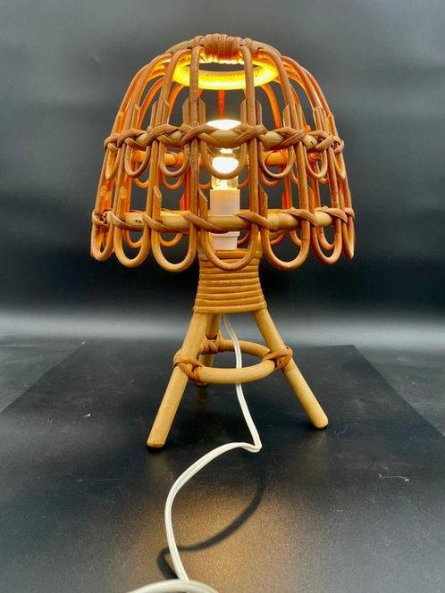 Lampe - Lampe Vintage en Rotin - Design Mid-Century Chic -, Antiek en Kunst, Kunst | Designobjecten