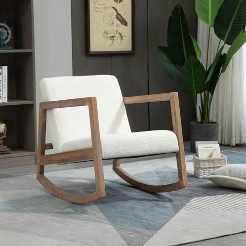 Schommelstoel - Relax - Gestoffeerd - Grijs, Huis en Inrichting, Stoelen, Wit, Nieuw, Stof, Ophalen of Verzenden