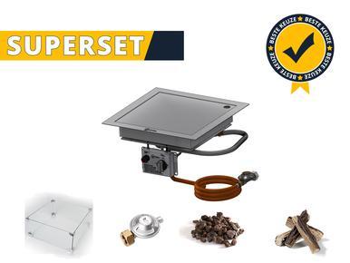 Gofire SUPERSET inbouwbrander vierkant 40 x 40 cm | Flexibel, Tuin en Terras, Vuurtafels, Nieuw, Verzenden