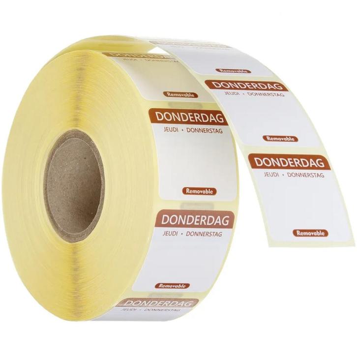 Voedseletiketten | Donderdag | Kleurgecodeerd | 1000 Stuks, Zakelijke goederen, Horeca | Keukenapparatuur, Nieuw in verpakking