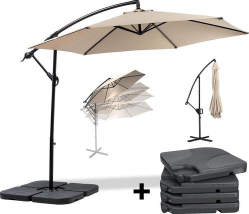 parasol zweefparasol 3m met kruisvoet in meerdere kleuren, Tuin en Terras, Parasols, 2 tot 3 meter, Kantelbaar, Verstelbaar, Waterdicht