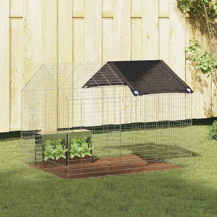vidaXL Konijnenkooi Zilver 400 x 78 x 78 cm Gegevens staal, Animaux & Accessoires, Rongeurs & Lapins | Cages & Clapiers, Envoi
