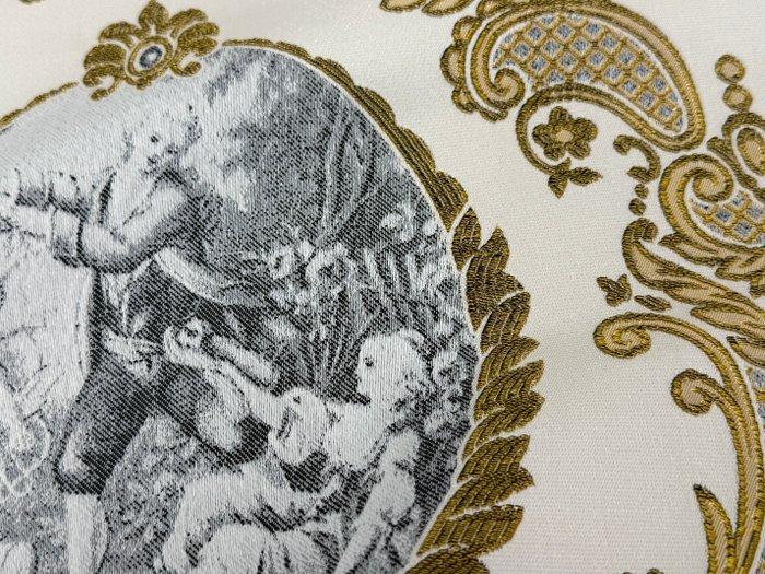 Galanterie ingelijst scènes: de theatrale elegantie van een, Antiek en Kunst, Antiek | Tapijten, Tafelkleden en Textiel
