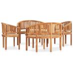 vidaXL 5-delige Loungeset banaanvormig massief teakhout, Tuin en Terras, Verzenden, Nieuw, Loungeset
