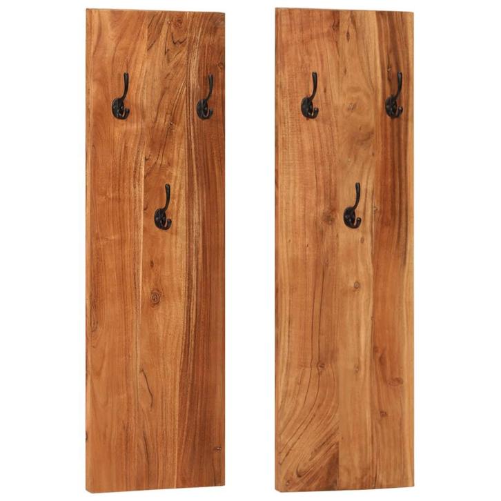 vidaXL Wandkapstokken 2 st 36x3x110 cm massief acaciahout, Huis en Inrichting, Woonaccessoires | Kapstokken, Nieuw, Verzenden