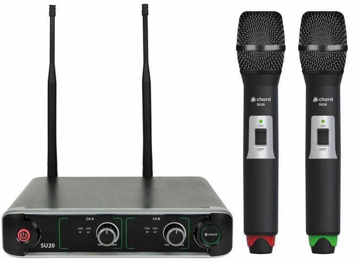 Adastra SU20-H-RG Dual UHF Microfoon Systeem Met 2x, Muziek en Instrumenten, Microfoons