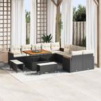 vidaXL Tuinbank Set met kussen met opslag 13 pcs Zwart Poly, Tuin en Terras, Verzenden, Nieuw