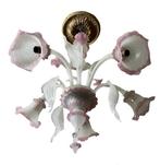 Kroonluchter - Murano-glas wit, zijdeachtig en roze, 5