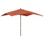 Parasol Hout Terracotta | Retour Deal | Actieprijs!, Tuin en Terras, Verzenden, Nieuw, 3 tot 4 meter, Stokparasol