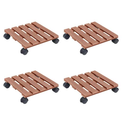 vidaXL Plantentrolleys 4 st 30x30x7,5 cm HKC bruin, Tuin en Terras, Bloembakken en Plantenbakken, Nieuw, Verzenden