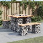 vidaXL Banc de jardin design de gabion 100x102x72cm bois, Jardin & Terrasse, Verzenden, Neuf