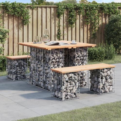 vidaXL Banc de jardin design de gabion 100x102x72cm bois, Jardin & Terrasse, Ensembles de jardin, Neuf, Envoi