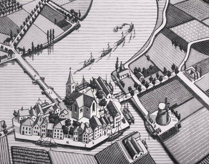 M.C. Escher (1898-1972), after - Day and Night, 1938, Antiek en Kunst, Kunst | Tekeningen en Fotografie