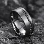 Anneau en tungstène. Incrustations de météorite. Lénergie