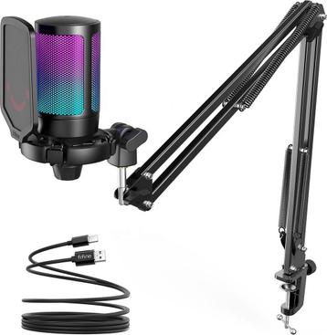 FIFINE A6T - USB gaming / podcast microfoon - met arm van