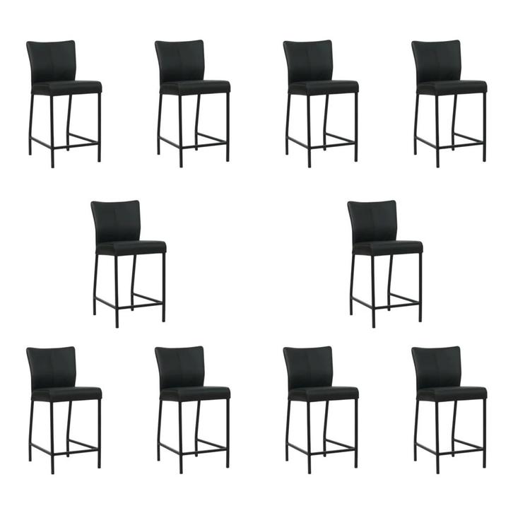 Set van 10 Leren barkrukken Revolt laag - Toledo Nero, Huis en Inrichting, Barkrukken, Nieuw, 1 kruk, Leer, 90 cm of meer, Ophalen of Verzenden