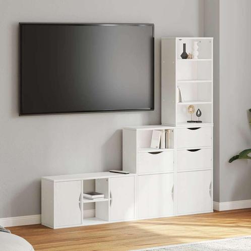 vidaXL 4-delig Tv-meubel met opbergruimte ODDA massief, Huis en Inrichting, Kasten |Televisiemeubels, Nieuw, Verzenden