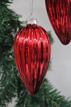 Kerstballen 6x conische kerstballen in rood (6) - Glas, Nieuw