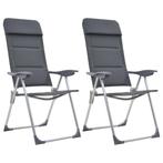 vidaXL Campingstoelen 58x69x111 cm aluminium grijs 2 st, Caravans en Kamperen, Kampeermeubelen, Verzenden, Nieuw