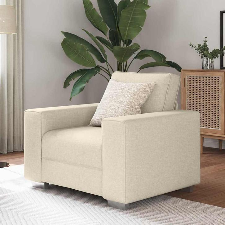 vidaXL Bank met kussen met kussen Beige 100 x 77 x 82 cm, Huis en Inrichting, Zetels | Zetels, Nieuw, Verzenden