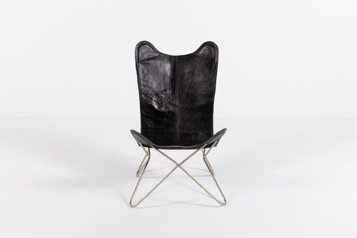 Chaise longue - papillon - Acier, Cuir, Antiek en Kunst, Kunst | Designobjecten
