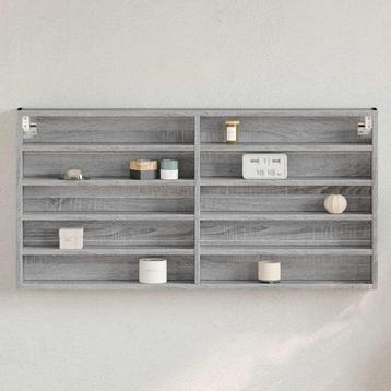 vidaXL Vitrinekast 100x8,5x50 cm bewerkt hout grijs sonoma, Verzenden