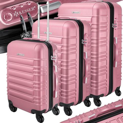 KESSER® Reiskofferset - 3-delig - ABS- Kofferset - Roze, Kleding | Dames, Overige Dameskleding, Verzenden