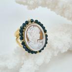 Argent, Plaqué or - Bague - Camée incisé à la main