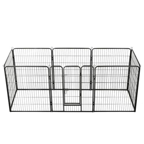vidaXL Hondenren met 8 panelen 80x100 cm staal zwart, Dieren en Toebehoren, Hondenbenches, Nieuw, Verzenden