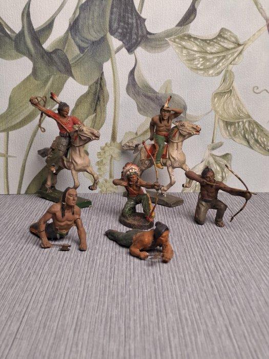 Lineol, Elastolin - Figuur - Indians on the Warpath (6) -, Kinderen en Baby's, Speelgoed | Overig