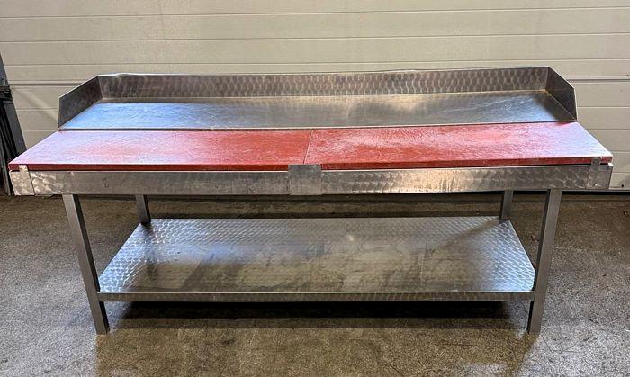 RVS Snijtafel, Werktafel met 2 snijbladen, B200 x D90 x, Zakelijke goederen, Kantoor en Winkelinrichting | Winkel en Inventaris
