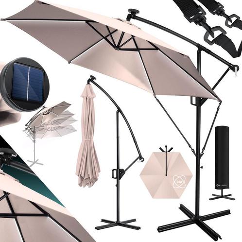KESSER® Zweefparasol met voet - LED - Ø3.5m - 360° Draaibaar, Tuin en Terras, Overige Tuin en Terras, Verzenden