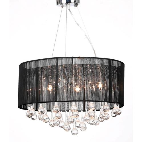 vidaXL Kroonlucht met 85 kristallen zwart, Maison & Meubles, Lampes | Lustres, Envoi