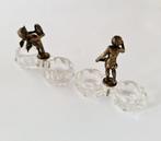 Zoutvat - Antieke Franse bronzen en kristallen dubbele, Antiek en Kunst
