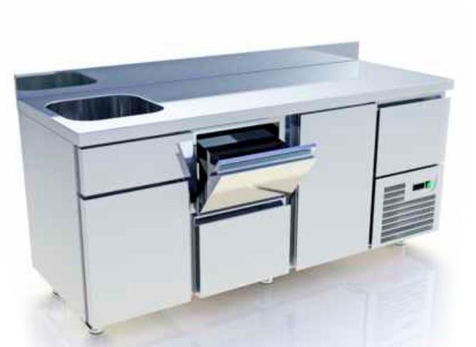 Bar-/Cocktailstation | RVS  | 2 Gekoelde Onderkasten |, Zakelijke goederen, Horeca | Keukenapparatuur, Nieuw in verpakking, Verzenden